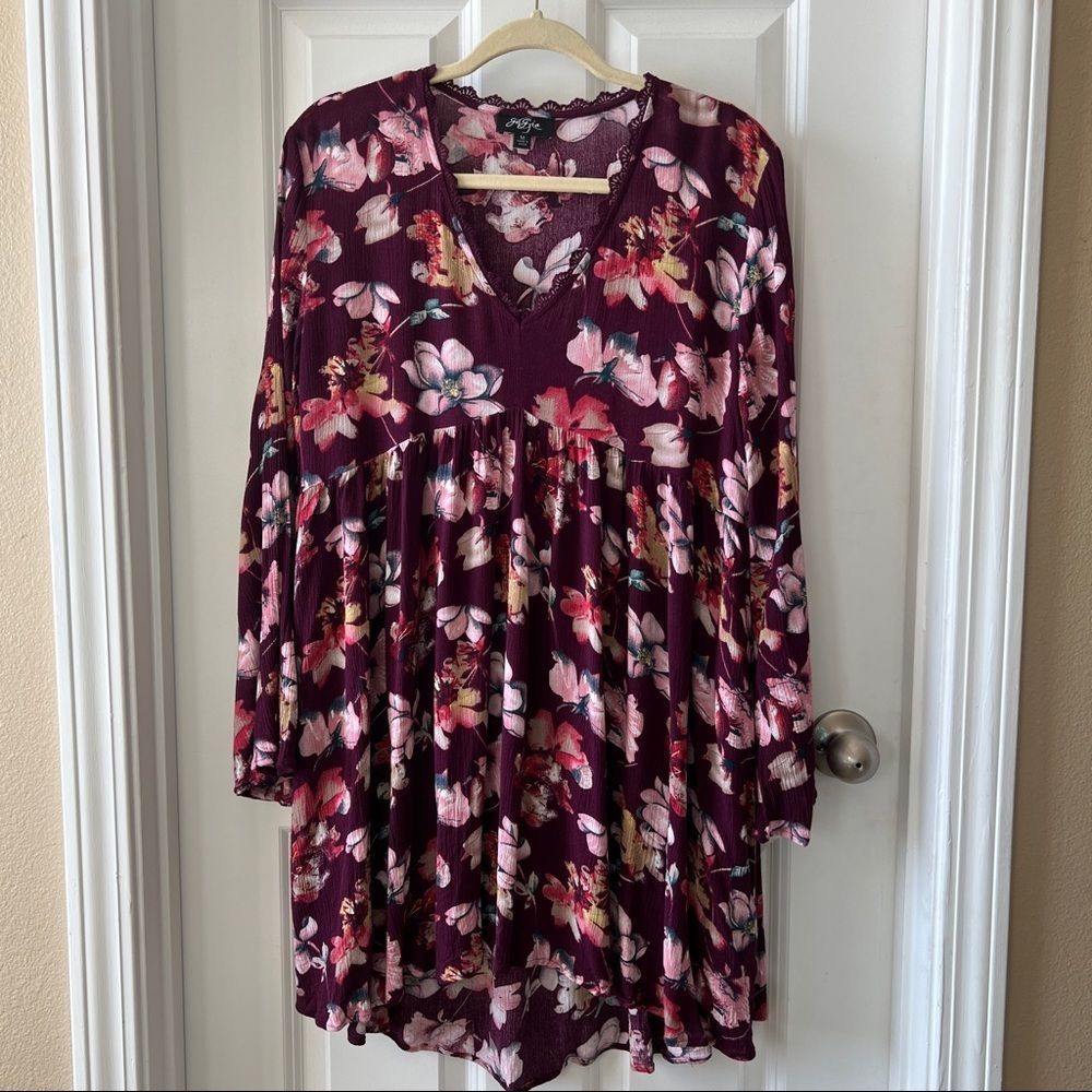 Gigio maroon floral boho tunic top